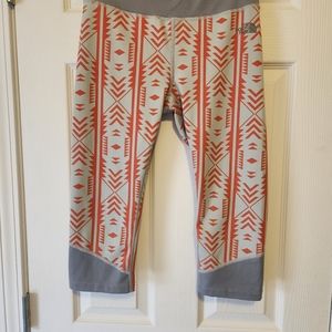 The North Face Flash Dry Leggings Orange Aztec Capris Womens Size Med